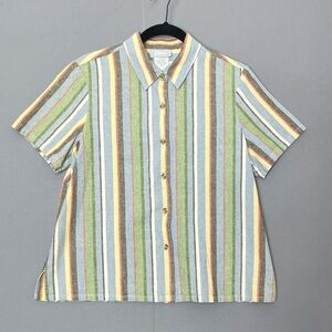 Blair Stripe Button Up Shirt Linen Cotton Blend